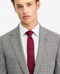 Ted by Baker Men's Modern-Fit Gray & Wine Plaid Suit Separate Jacket
