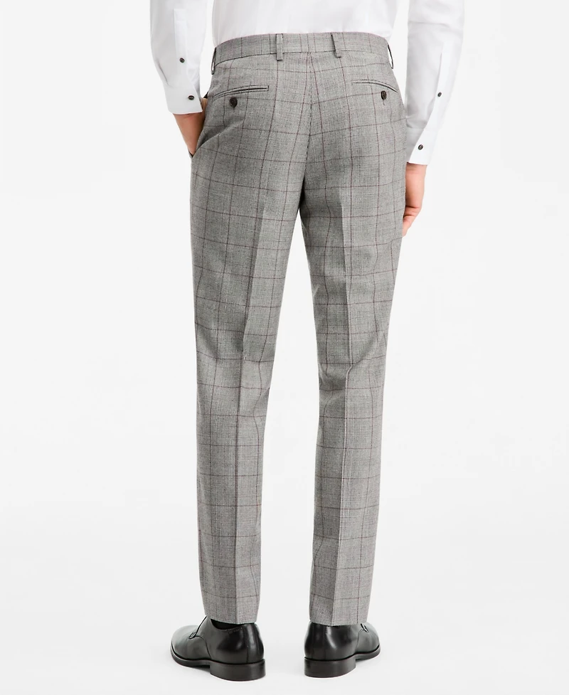 Ted by Baker Men's Modern-Fit Gray & Wine Plaid Suit Separate Pants
