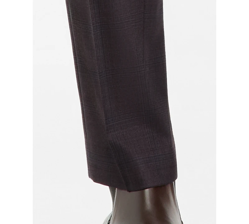 Ted by Baker Men's Modern-Fit Burgundy Plaid Suit Separate Pants
