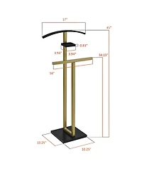 Kings Brand Furniture Vaccaro Metal & Wood Suit Valet Stand, Clothes Rack, White/Chrome