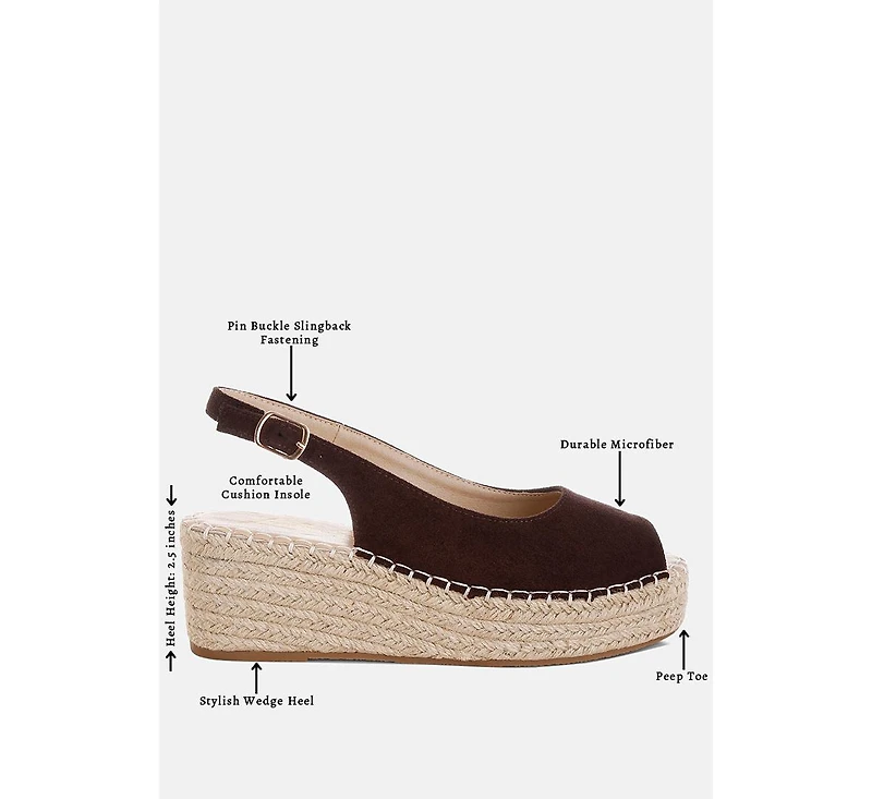 London Rag Womens Georna Peep Toe Espadrille Wedges