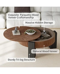 Rainsken Round Coffee Table with Hidden Storage