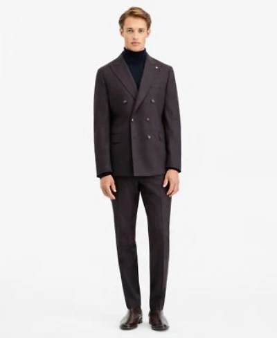 Ted By Ted Baker Mens Modern Fit Burgundy Plaid Suit Separates