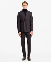 Ted By Ted Baker Mens Modern Fit Burgundy Plaid Suit Separates