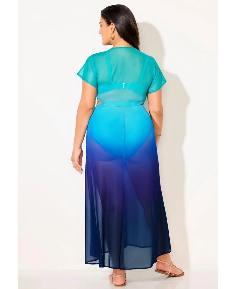 Swimsuits for All Women's Twist Front Mesh Cut-Out Cover Up Dress