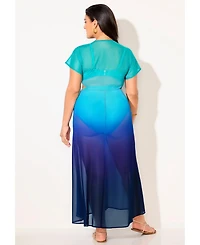 Swimsuits for All Women's Twist Front Mesh Cut-Out Cover Up Dress