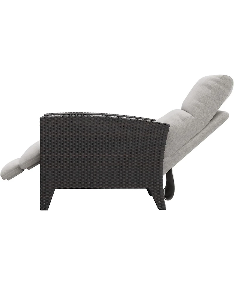 gaomon Wicker Recling Patio Chair with Independent Adjustable Back and Footrest Air Pump Lay Flat Reclining Outdoor Recliner