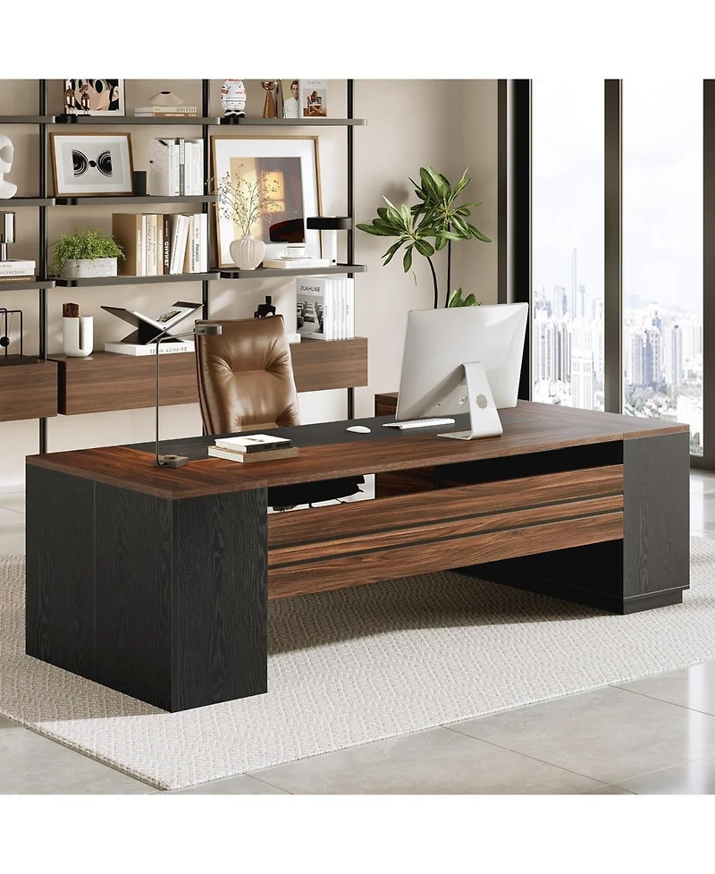 Tribesigns L Shaped Executive Desk with File Cabinet, 78.7'' Extra Large Home Office Desk with Drawers, Professional Spacious Workstation