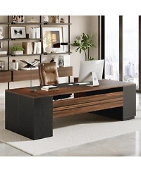 Tribesigns L Shaped Executive Desk with File Cabinet, 78.7'' Extra Large Home Office Desk with Drawers, Professional Spacious Workstation