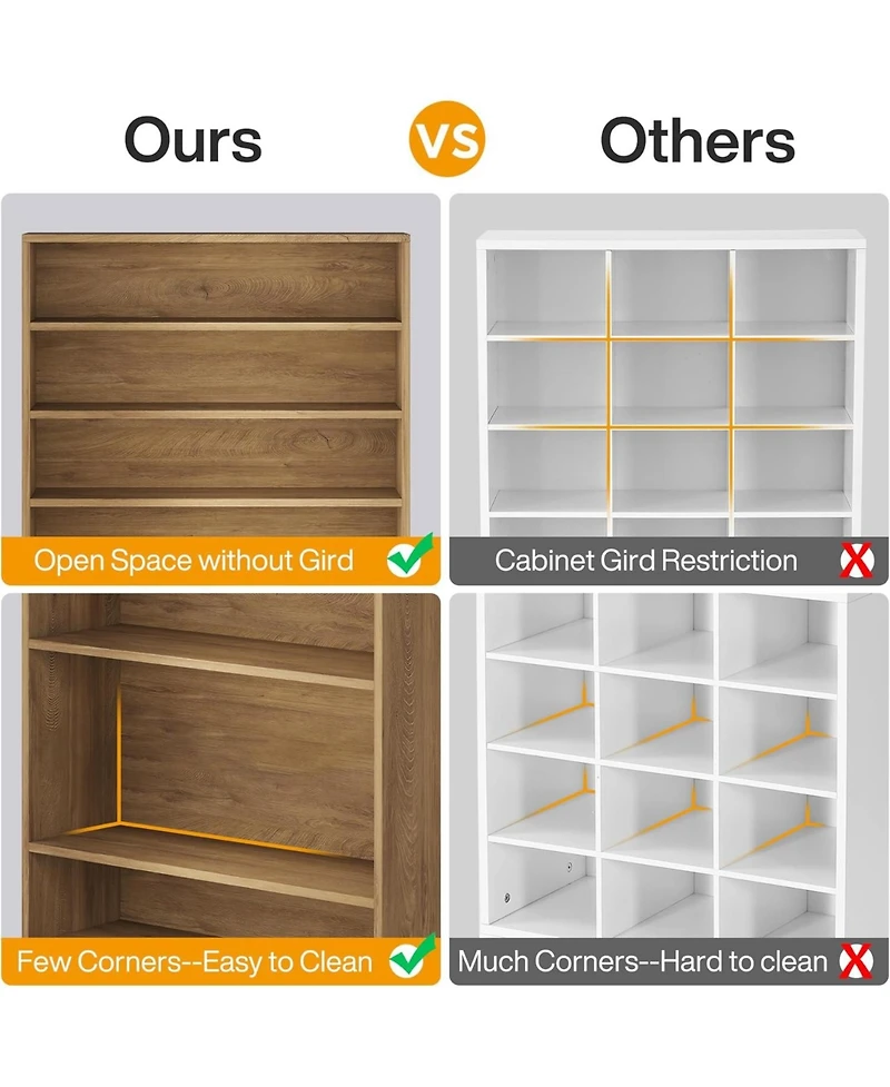 Tribesigns Tall Shoe Cabinet, 9 Tiers 40-45 Pairs Wood Freestanding Shoe Storage Cabinet