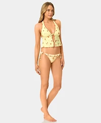 California Waves Women's Tiny Ditsy Lettuce Edge Flyaway Tankini Top