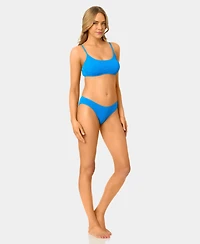 California Waves Women's Solid Popcorn Scrunch Scoop Neck Swim Bikini Top