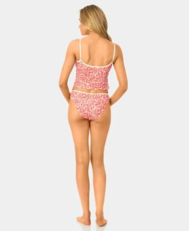 California Waves Womens Garden Ditsy Wide Rib Tankini Top High Leg Swim Bottoms