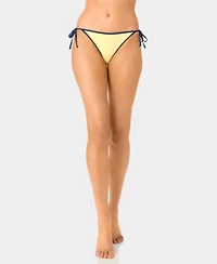 California Waves Women's Solid Wide Rib Side-Tie Swim Bottoms