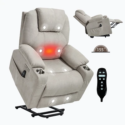 sumyeg Power Lift Recliner Chair with 8-Point Massage & Heating 350 lbs Capacity Usb/Type-c Ports and Cup Holders