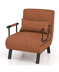 Sugift Folding 6 Position Convertible Sleeper Bed Armchair Lounge Couch with Pillow