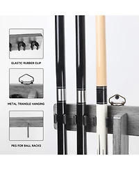 Gse Games & Sports Expert Wood Wall Mounted Pool Cue Rack with Metal Hook, 6