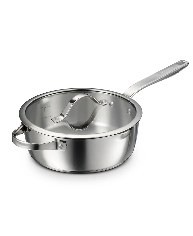 Tramontina Tempo Tri-Ply Base Stainless Steel 3.5-Quart Saute Pan with Glass Lid