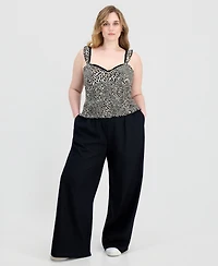 Full Circle Trends Trendy Plus Printed Smocked Sleeveless Top
