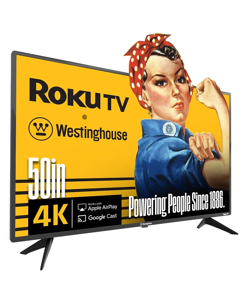 Westinghouse 50" Roku Tv, 4K Uhd smart television with Wi-Fi, Bluetooth, mobile app support, flat screen, Apple AirPlay, Alexa and Google Assistant Tv