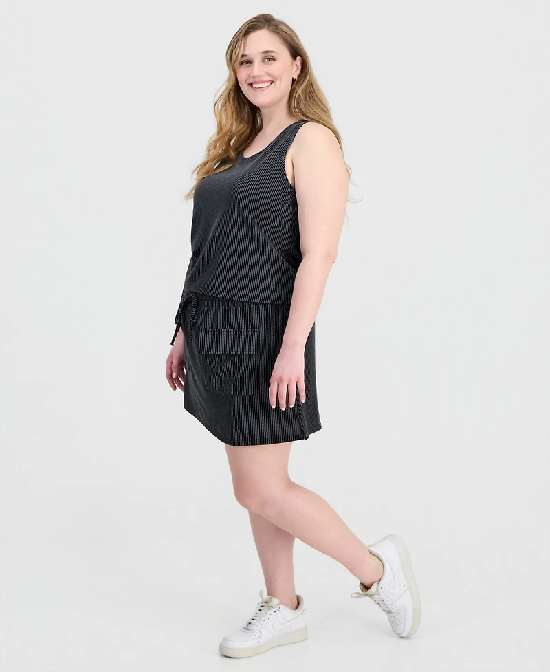 Full Circle Trends Trendy Plus Ribbed Knit Sleeveless Top & Skort Set