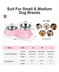 Aronkl Stainless Steel Pet Feeder Set 2 Non-Slip Bowls Elevated Stand Food Water for Kittens