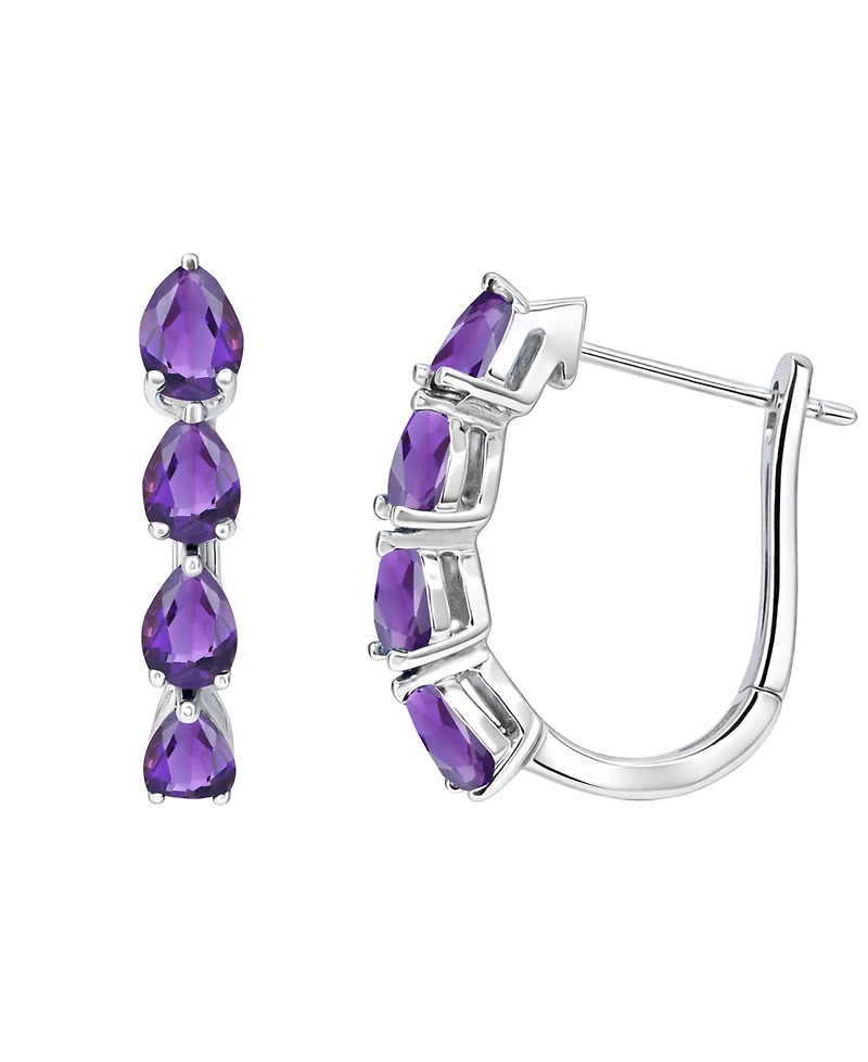 Macy's Lab Grown Emerald (1 ct. t.w.) Earrings Sterling Silver (Also Available Multi-Stones)