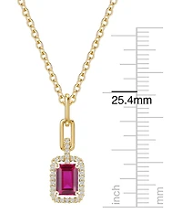 Macy's Lab Grown Emerald (3/4 ct. t.w.) & White Sapphire (1/5 Necklace 14k Gold Over Sterling Silver (Also Available Multi-S