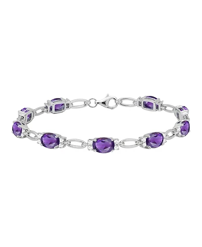 Macy's Lab Grown Ruby (8-3/4 ct. t.w.) & White Sapphire (3/4 Bracelet Sterling Silver (Also Available Multi-Stones)