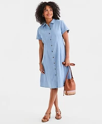 Style & Co Women's Cotton Chambray Short-Sleeve Shirtdress, Macy's Exclusive