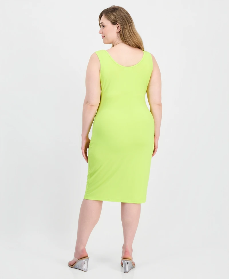 Full Circle Trends Trendy Plus Sash-Belt Bodycon Dress