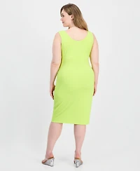 Full Circle Trends Trendy Plus Sash-Belt Bodycon Dress
