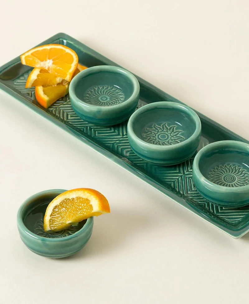 Uncommon Goods Sun Stamped Ceramic Tequila Sipping Cups, Set of 4