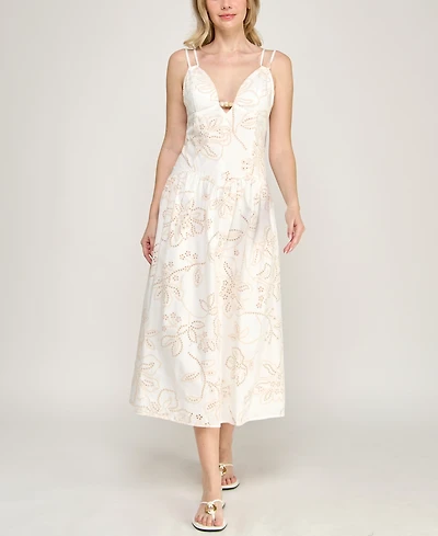 Invitee Women's Strappy Sweetheart Neck Midi Dress