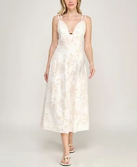 Invitee Women's Strappy Sweetheart Neck Midi Dress
