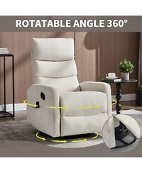 sumyeg Chenille Recliner Chair with Heat, Massage, Rocker & Swivel Features