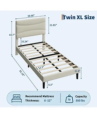 gaomon Bed Frame with Headboard, Velvet Upholstered Platform Bed Frame No Box Spring Needed with Under-Bed Storage and Strong Wood Slats