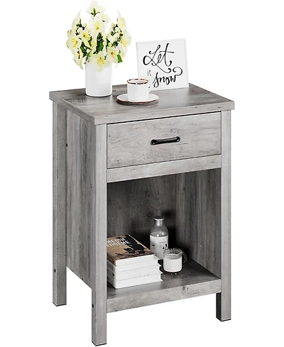 gaomon Farmhouse Nightstand Night Stand Bedside Table with Drawer and Storage Shelf Rustic End Side Table for Bedroom Living Room