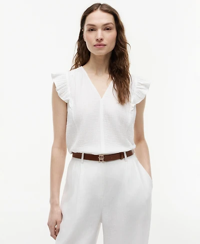 Tommy Hilfiger Women's Flutter-Sleeve V-Neck Blouse