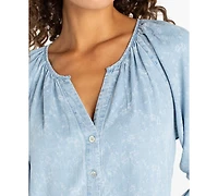 Liverpool Los Angeles Women's Button-Front Shirred Top