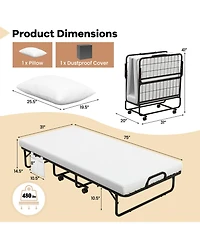 Sugift Cot Size Folding Bed with Memory Foam Mattress and Pillow