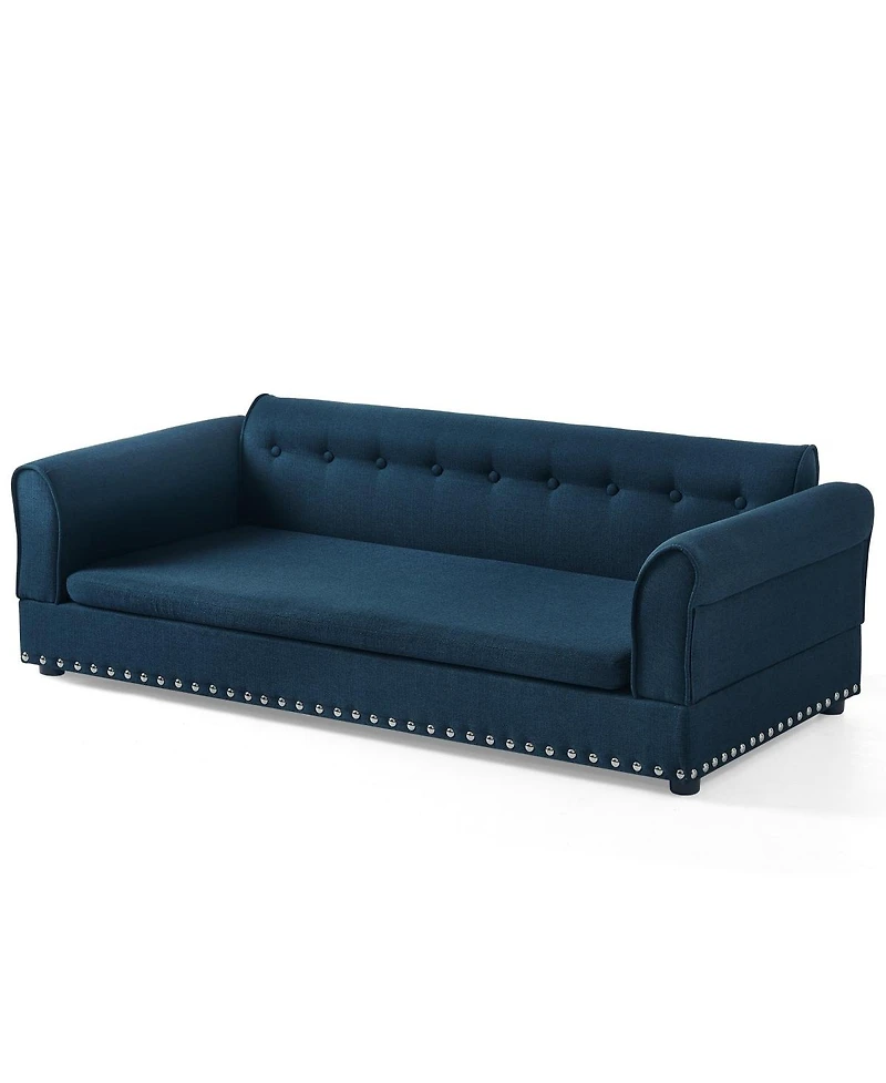 6thdruple Modern Linen Dog Sofa Bed, Oversized Pet Furniture with Backrest