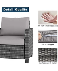 gaomon All Weather 5-Piece Patio Conversation Set - Pe Wicker Modular Sectional Sofa with Tempered Glass Table