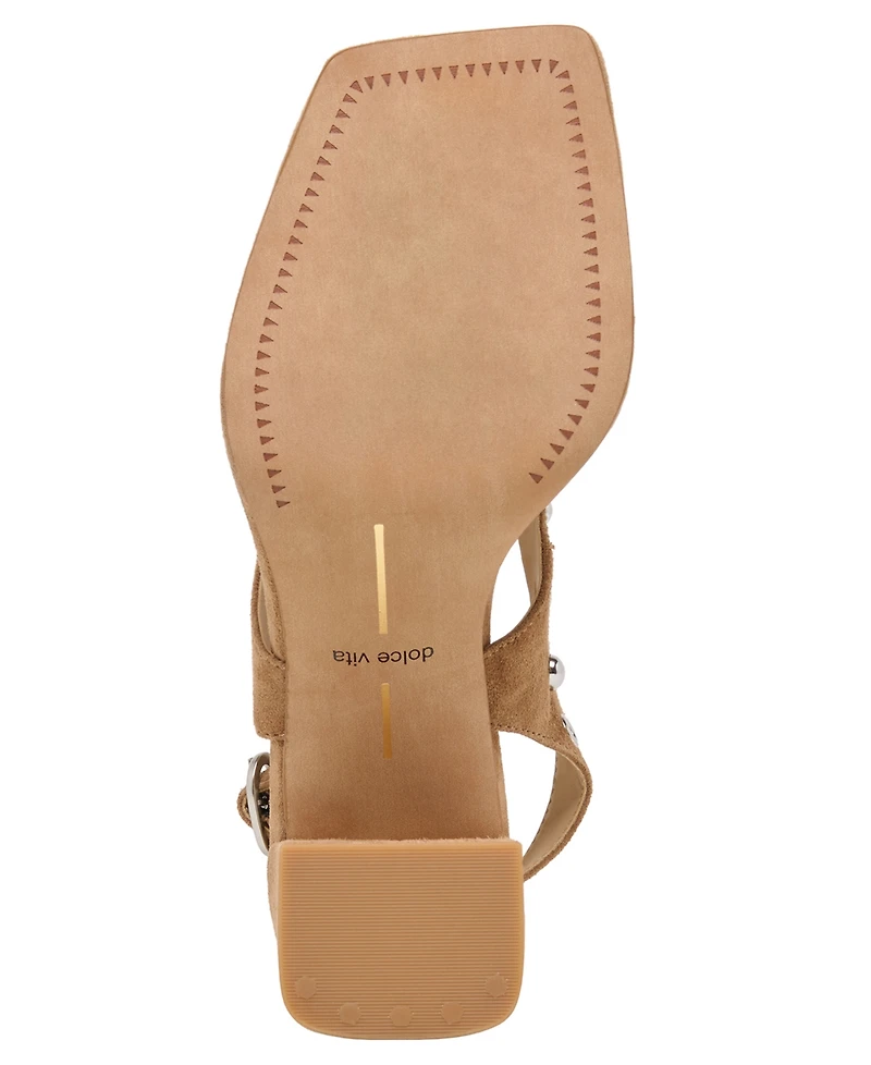 Dolce Vita Women's Yves Studded Square Toe Thong Dress Sandals