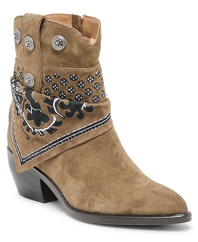 Dolce Vita Women's Mekala Scarf Cuff Embroidered Western Booties