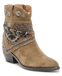 Dolce Vita Women's Mekala Scarf Cuff Embroidered Western Booties
