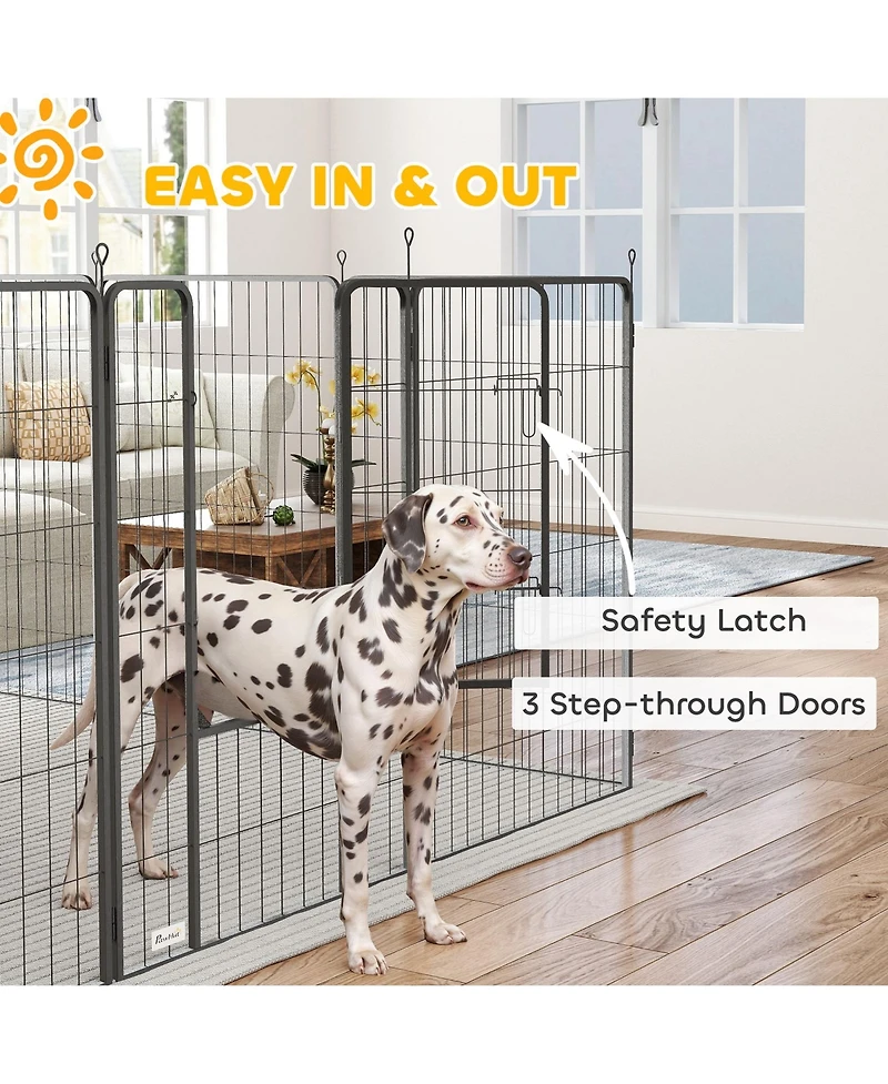 Paw Hut 24 Panel 32 Inch Dog Playpen for Small and Medium Dogs, Gray