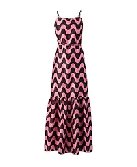 Ivonne Women's Sleeveless Wave Print Maxi Dress