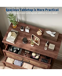 gaomon Farmhouse 5 Drawer Dresser Tall Chest with Metal Handles for Living Room