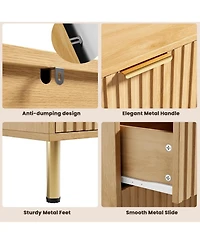 gaomon Wide 8 Drawer Dresser Modern Wooden Chest with Metal Handles